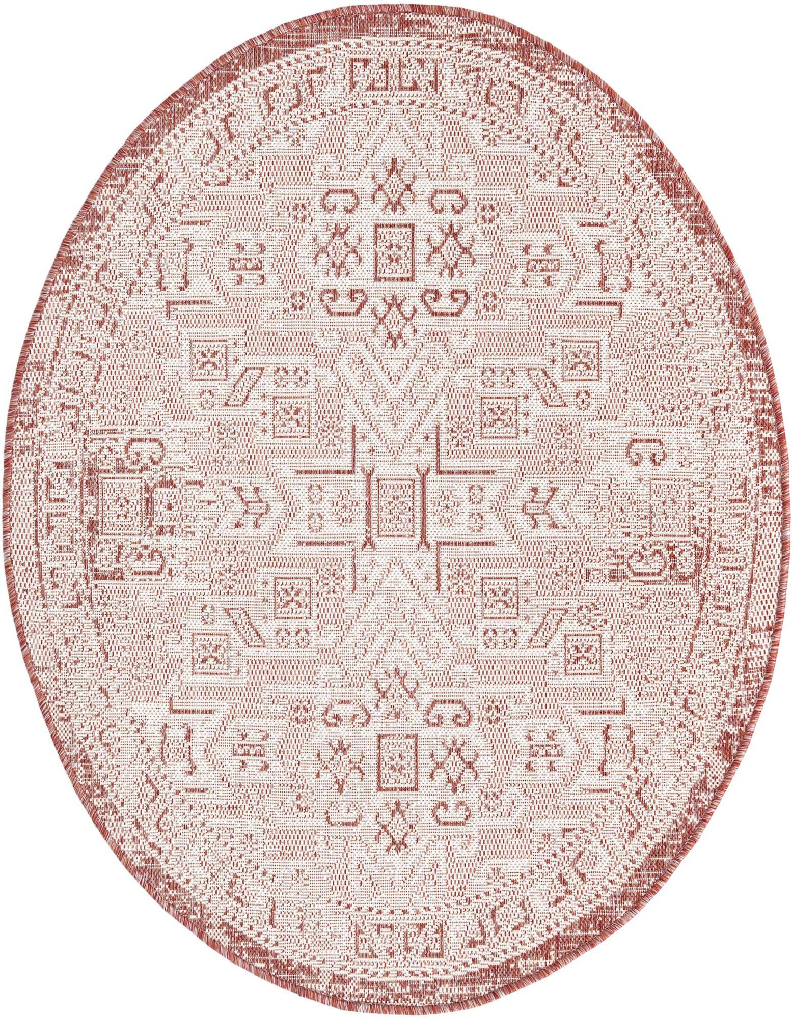 4' x 4' Easy-Clean Aztec Indoor / Outdoor Round Rug