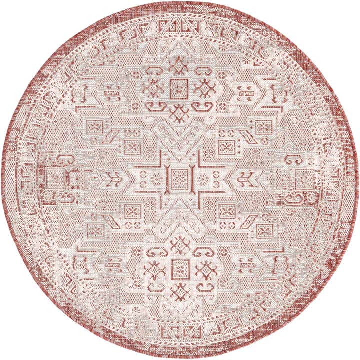 4' x 4' Easy-Clean Aztec Indoor / Outdoor Round Rug