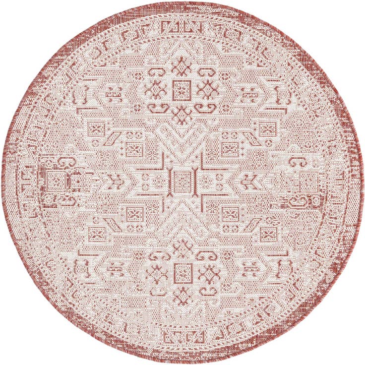 Detail image of 4' x 4' Easy-Clean Aztec Indoor / Outdoor Round Rug