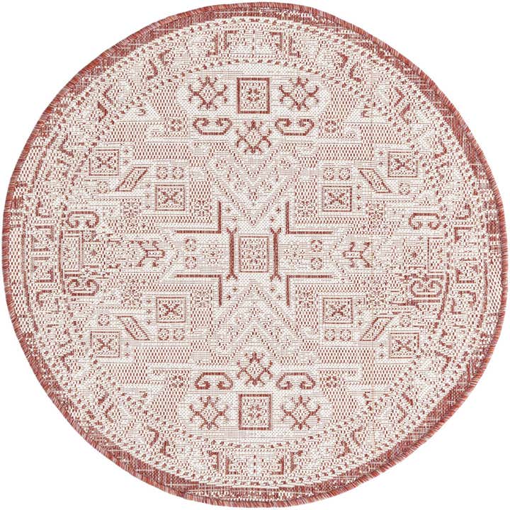 3' x 3' Easy-Clean Aztec Indoor / Outdoor Round Rug
