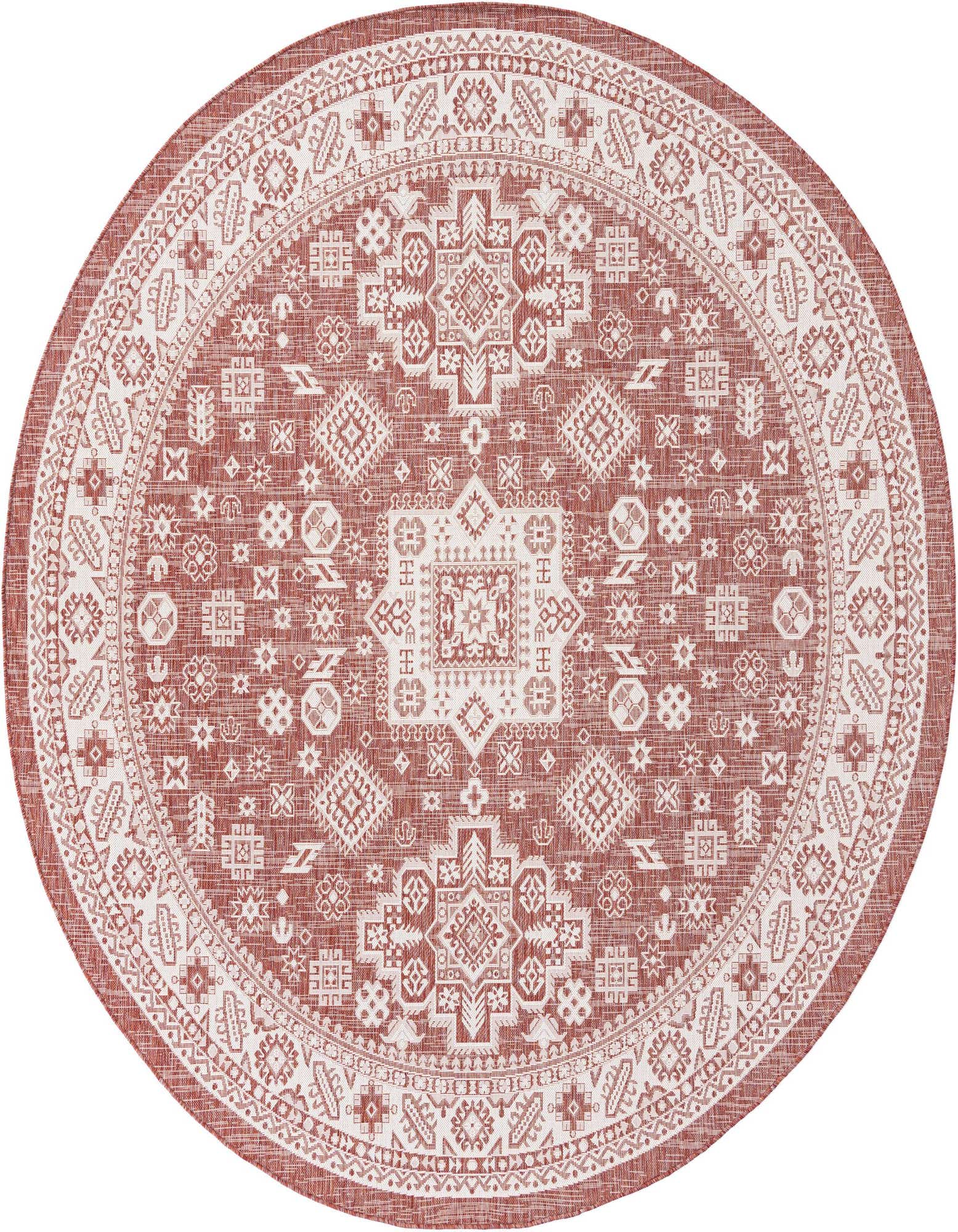 10' x 10' Easy-Clean Aztec Indoor / Outdoor Round Rug