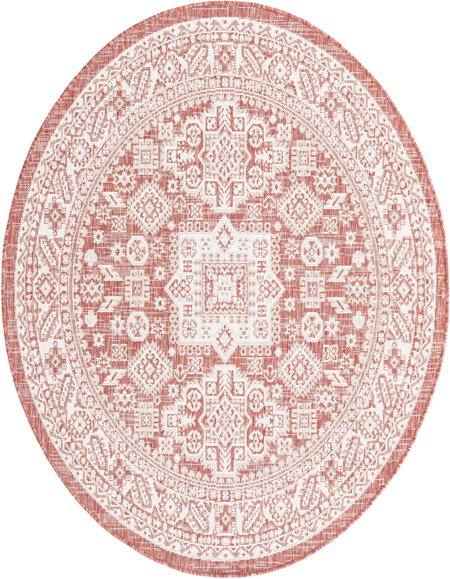 5' 3 x 5' 3 Easy-Clean Aztec Indoor / Outdoor Round Rug