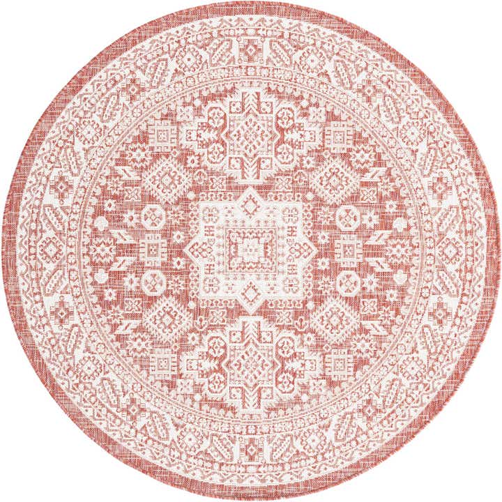 5' 3 x 5' 3 Easy-Clean Aztec Indoor / Outdoor Round Rug