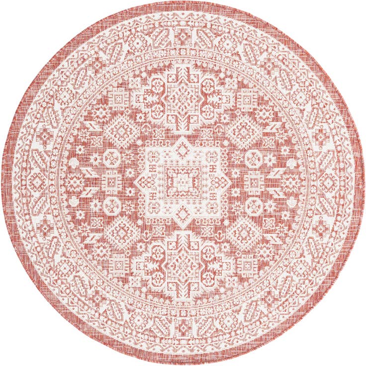 Detail image of 5' 3 x 5' 3 Easy-Clean Aztec Indoor / Outdoor Round Rug
