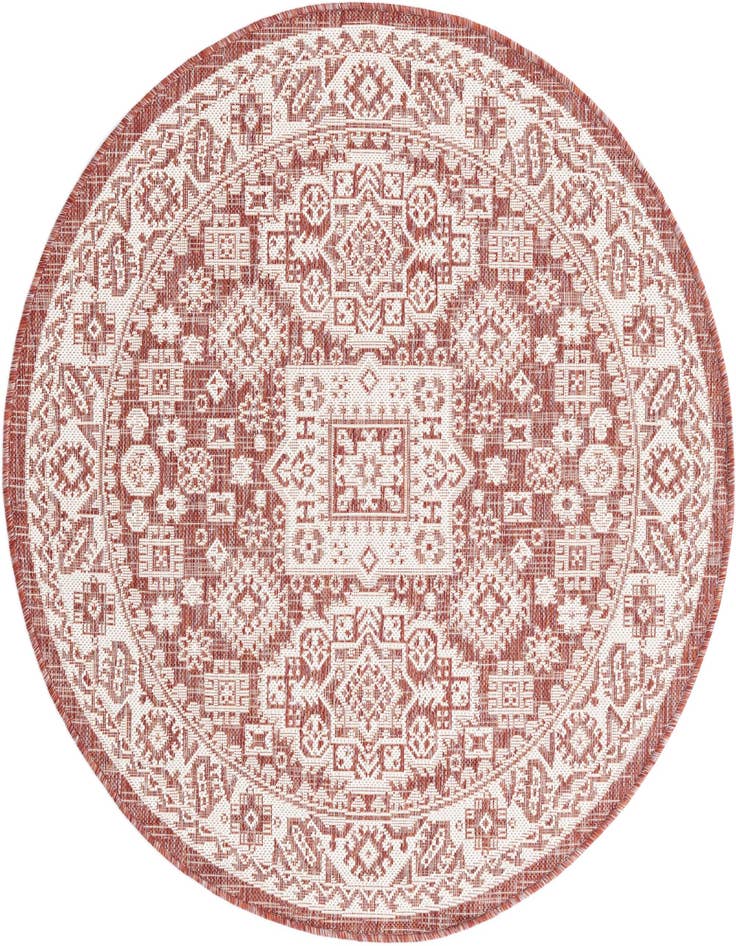 Detail image of 4' x 4' Easy-Clean Aztec Indoor / Outdoor Round Rug