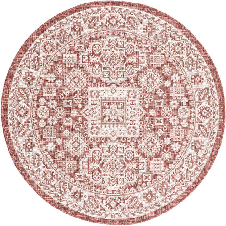 4' x 4' Easy-Clean Aztec Indoor / Outdoor Round Rug