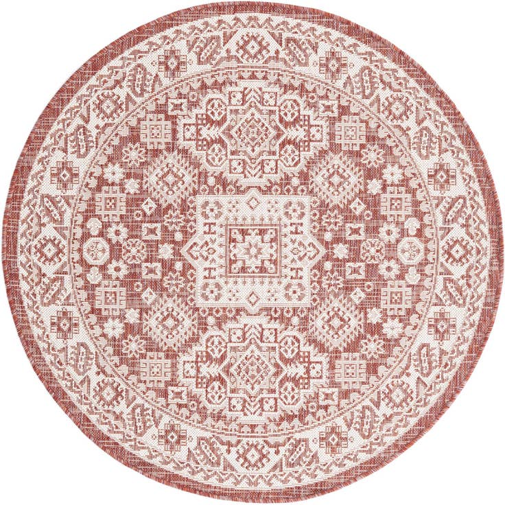 Detail image of 4' x 4' Easy-Clean Aztec Indoor / Outdoor Round Rug
