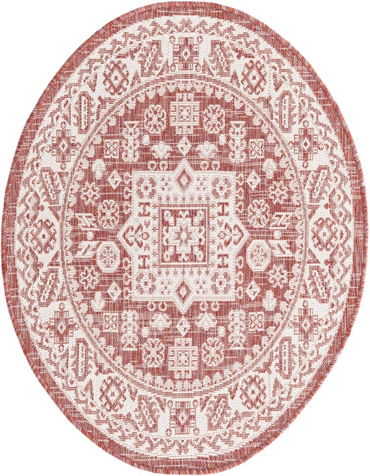 Detail image of 3' x 3' Easy-Clean Aztec Indoor / Outdoor Round Rug