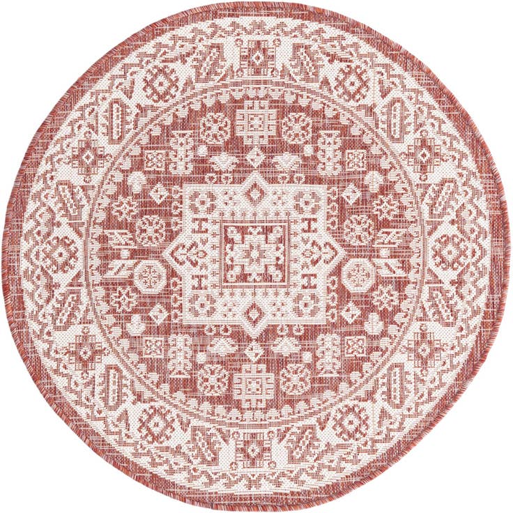 Detail image of 3' x 3' Easy-Clean Aztec Indoor / Outdoor Round Rug