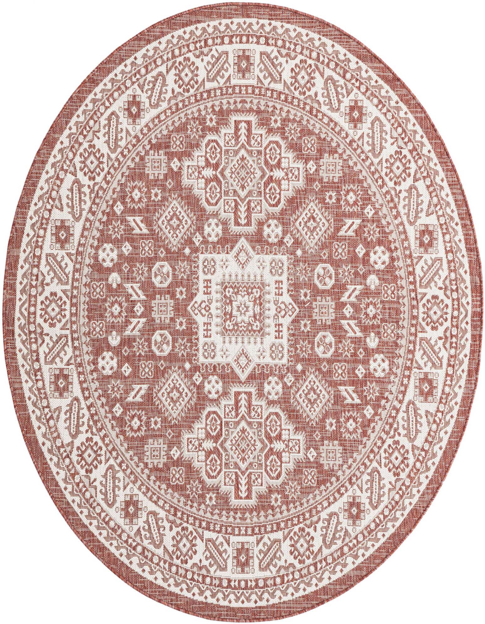 6' x 6' Easy-Clean Aztec Indoor / Outdoor Round Rug