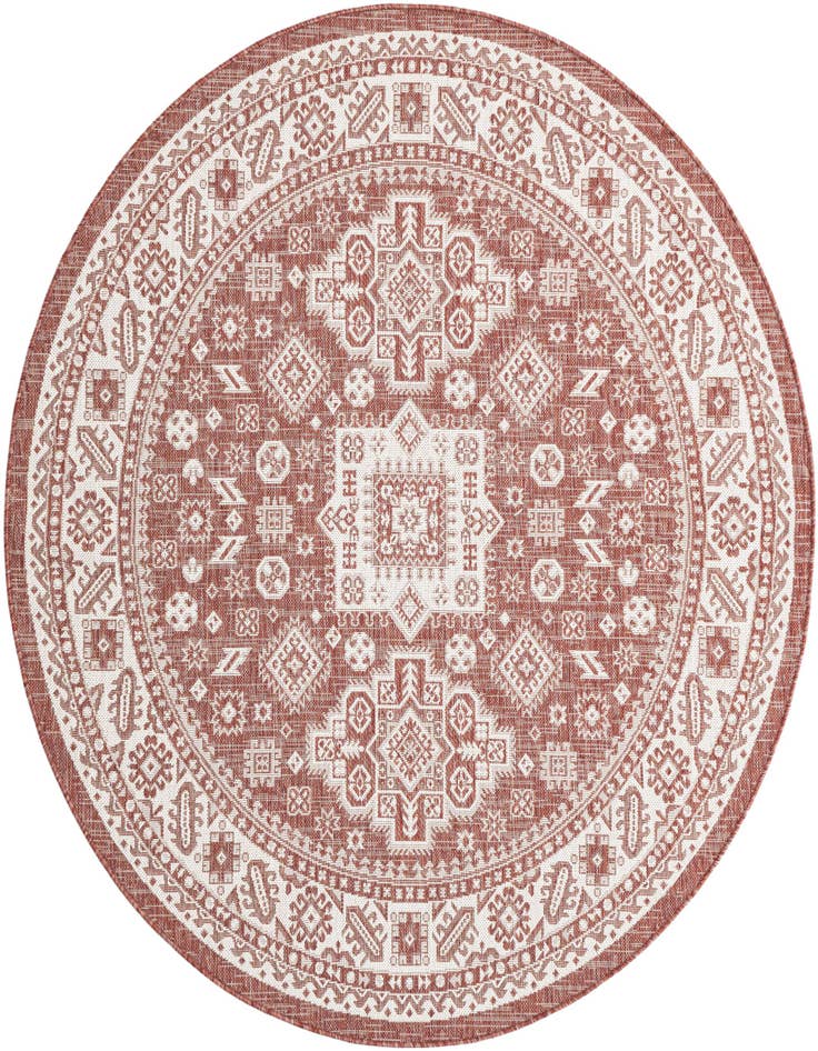 Detail image of 6' x 6' Easy-Clean Aztec Indoor / Outdoor Round Rug