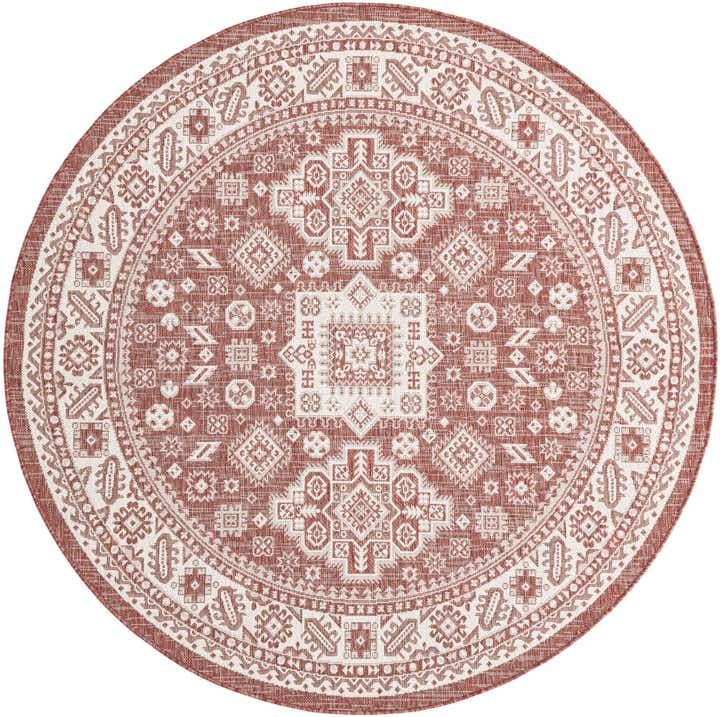 6' x 6' Easy-Clean Aztec Indoor / Outdoor Round Rug