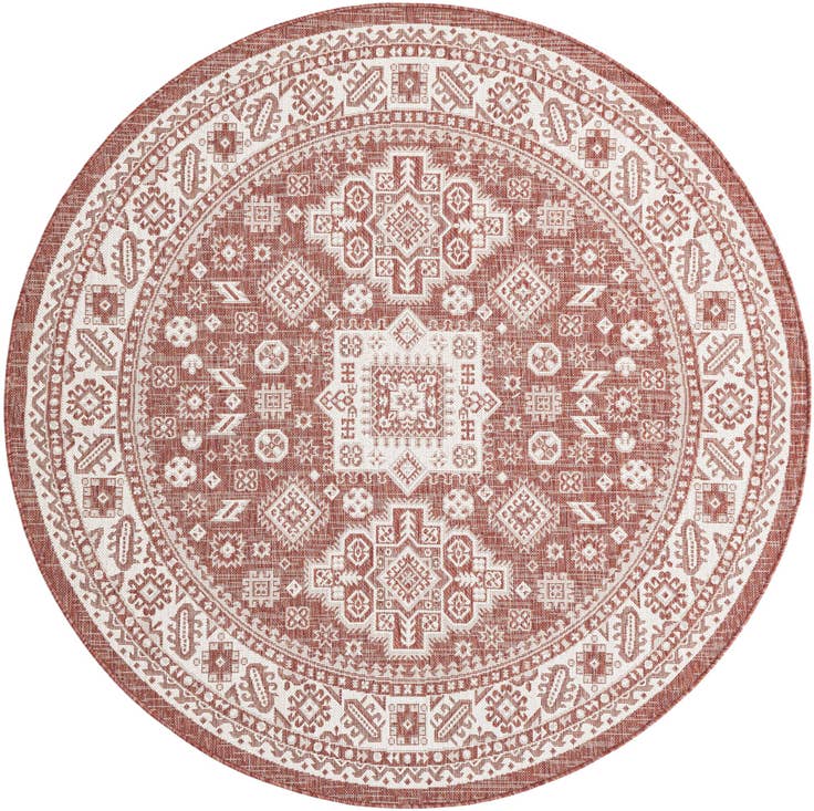Detail image of 6' x 6' Easy-Clean Aztec Indoor / Outdoor Round Rug
