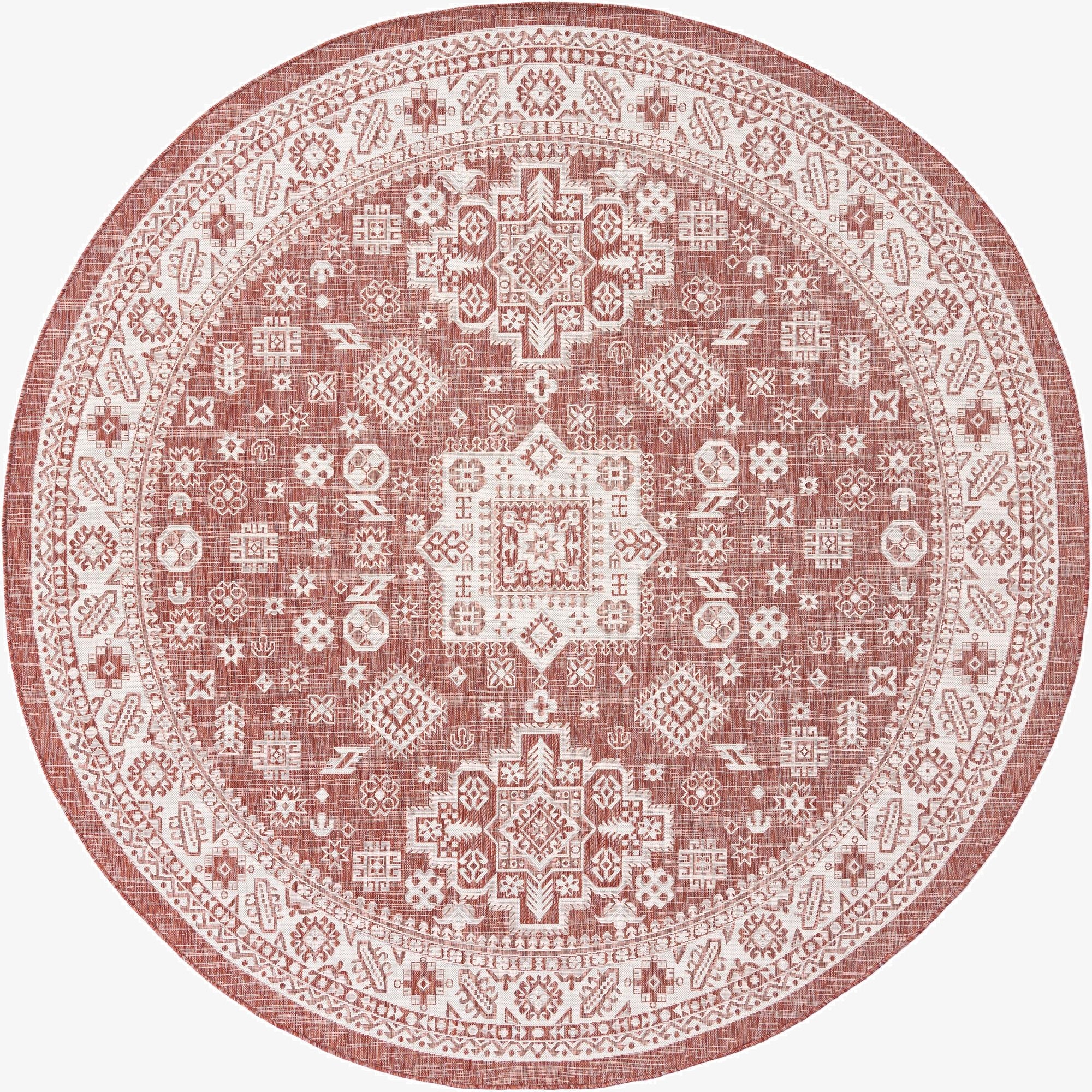 Primary image 10' x 10'  Washable Aztec Indoor / Outdoor Round Rug