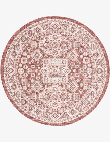 4' x 4' Easy-Clean Aztec Indoor / Outdoor Round Rug