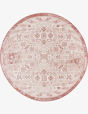 5' 3 x 5' 3 Easy-Clean Aztec Indoor / Outdoor Round Rug
