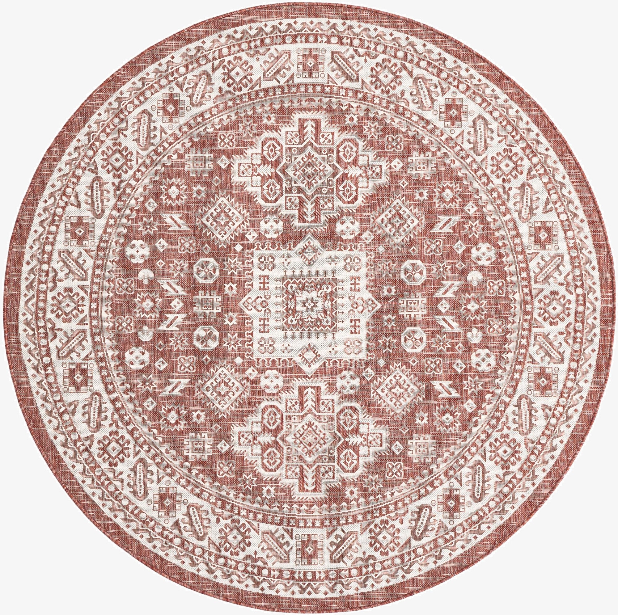 Primary image 6' x 6'  Washable Aztec Indoor / Outdoor Round Rug