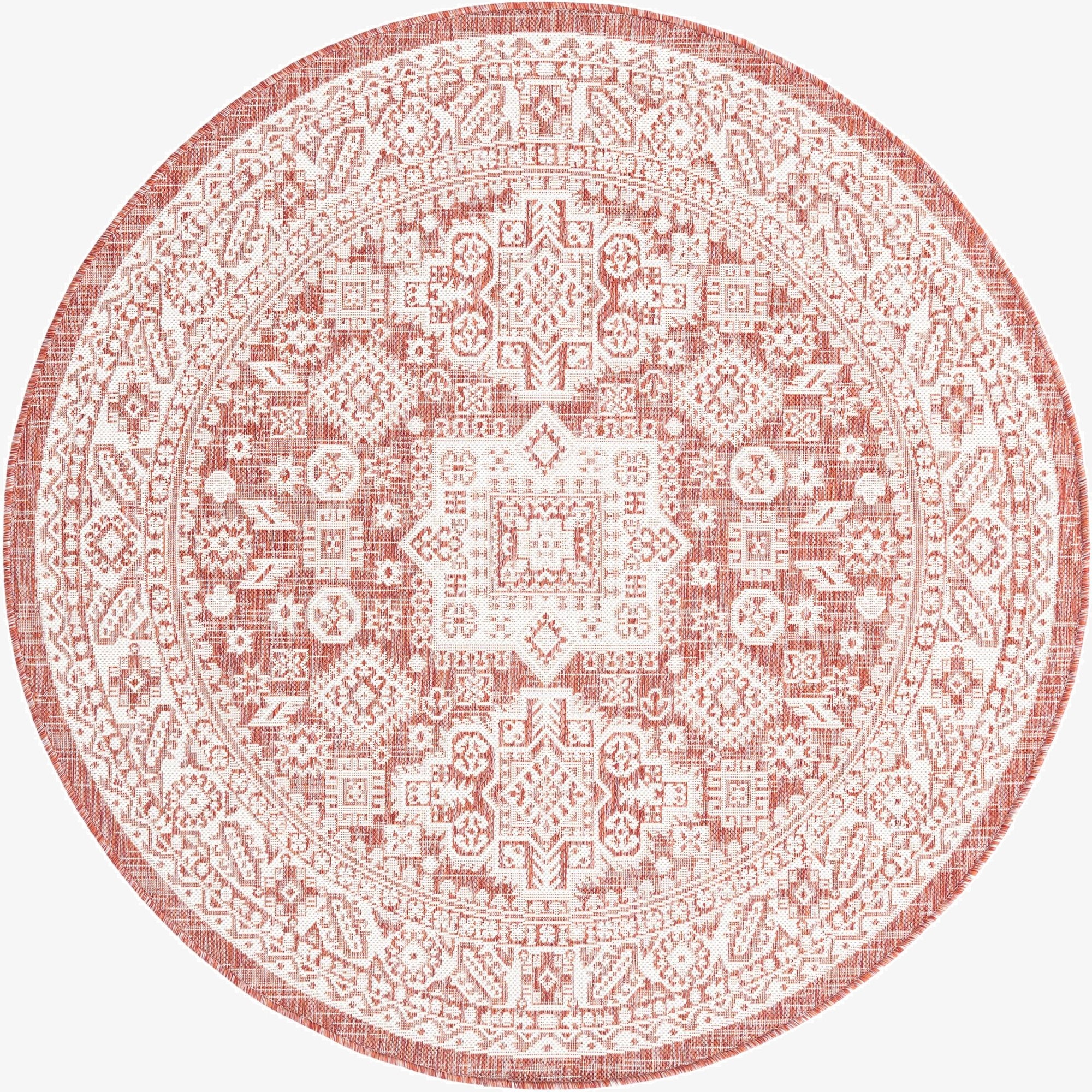 Primary image 5' 3 x 5' 3  Washable Aztec Indoor / Outdoor Round Rug