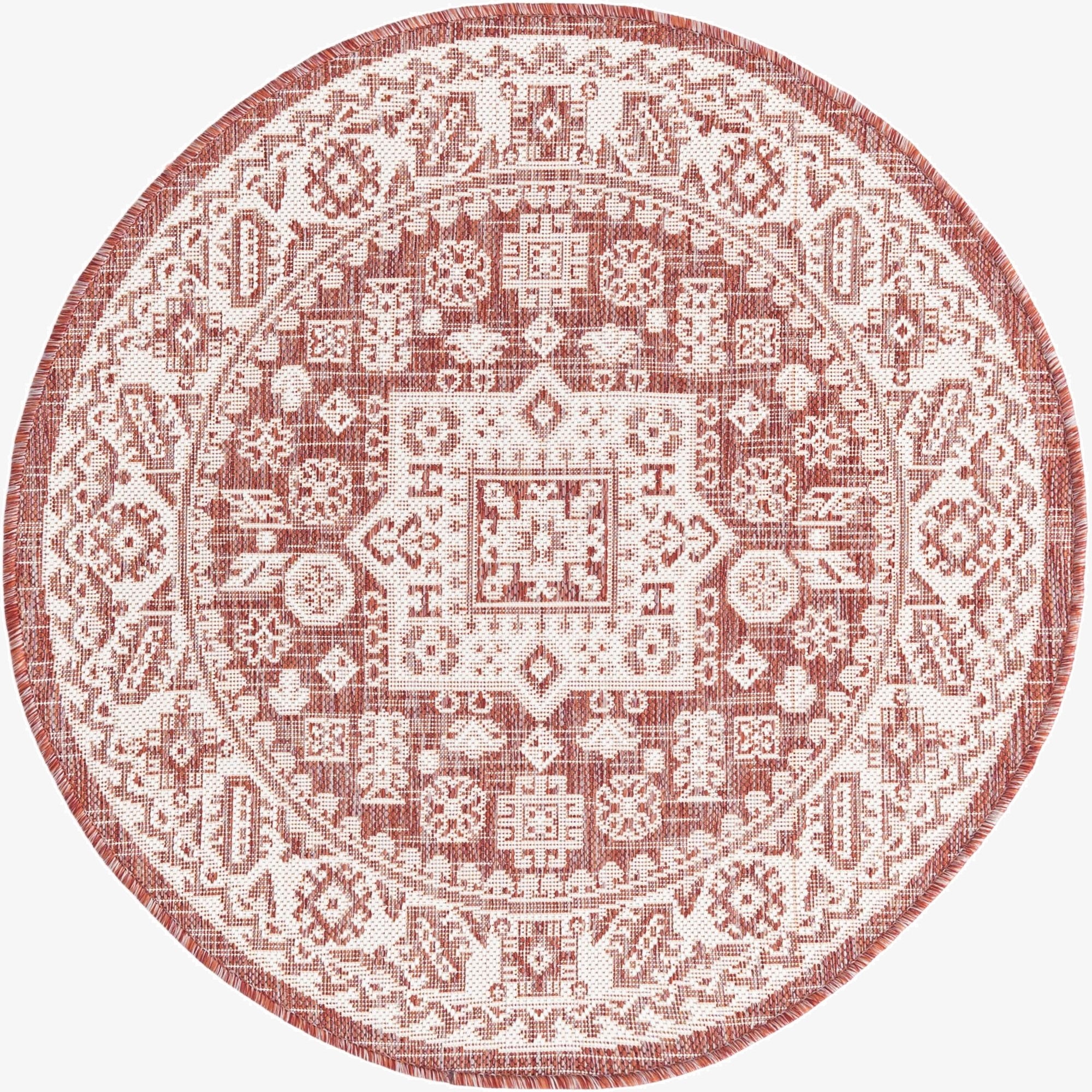 Primary image 3' x 3'  Washable Aztec Indoor / Outdoor Round Rug