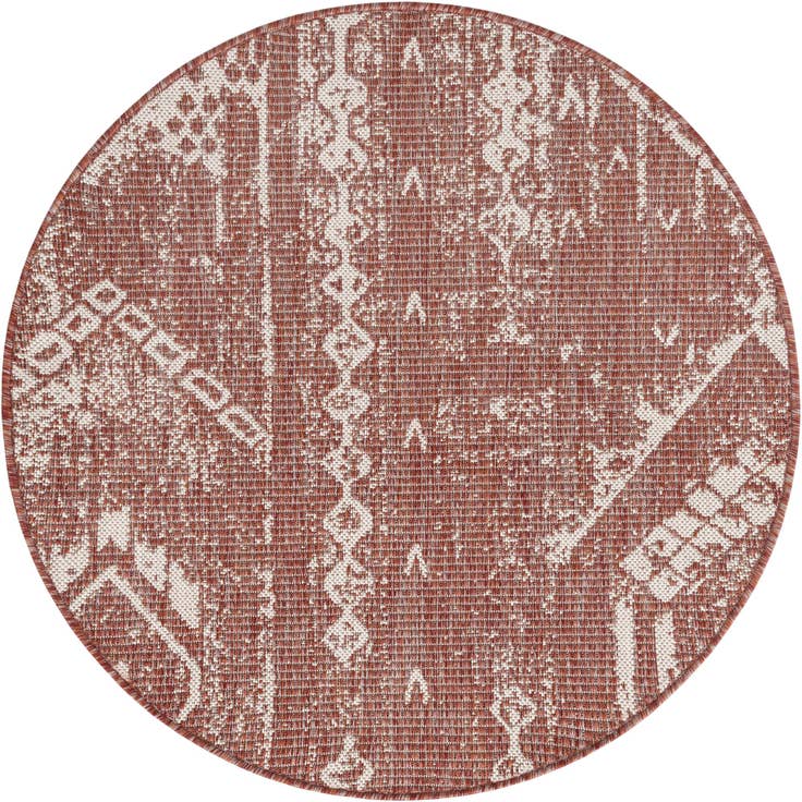 Detail image of 3' x 3' Easy-Clean Bohemian Indoor / Outdoor Round Rug