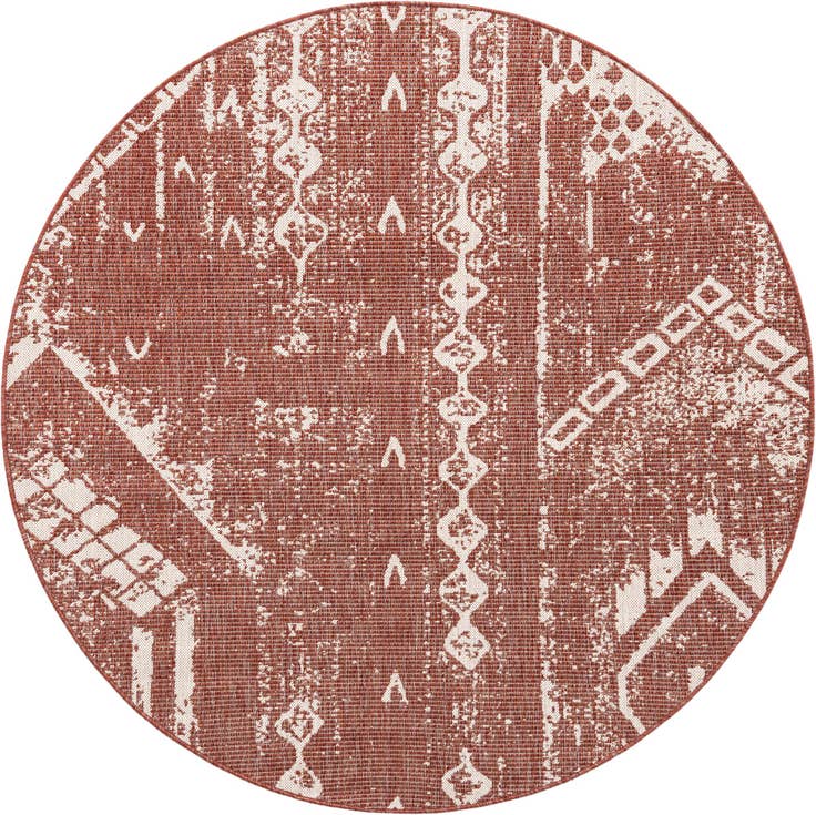 Detail image of 6' x 6' Easy-Clean Bohemian Indoor / Outdoor Round Rug