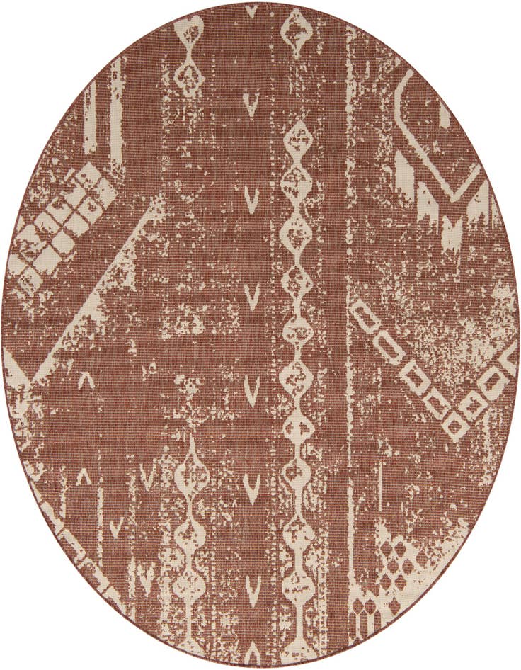 Detail image of 7' 10 x 7' 10 Easy-Clean Bohemian Indoor / Outdoor Round Rug