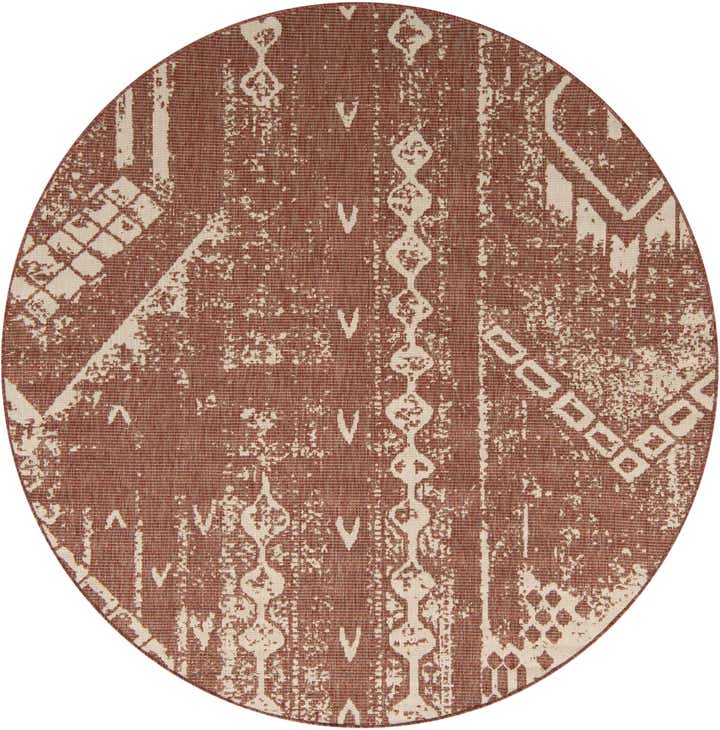 7' 10 x 7' 10 Easy-Clean Bohemian Indoor / Outdoor Round Rug