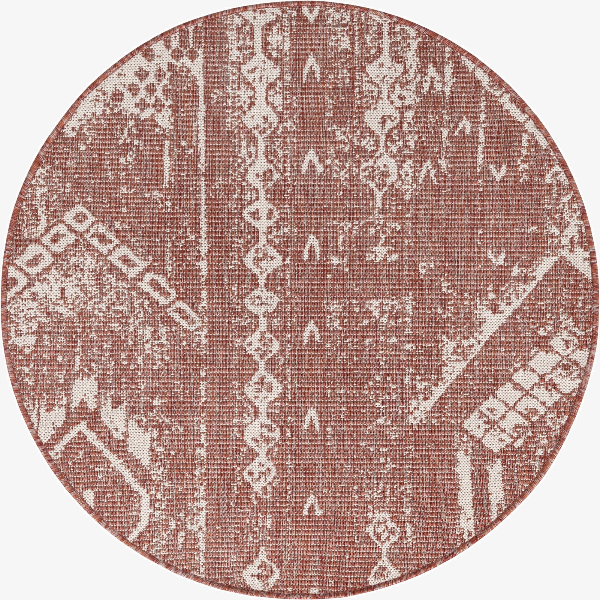 4' x 4'  Washable Bohemian Indoor / Outdoor Round Rug