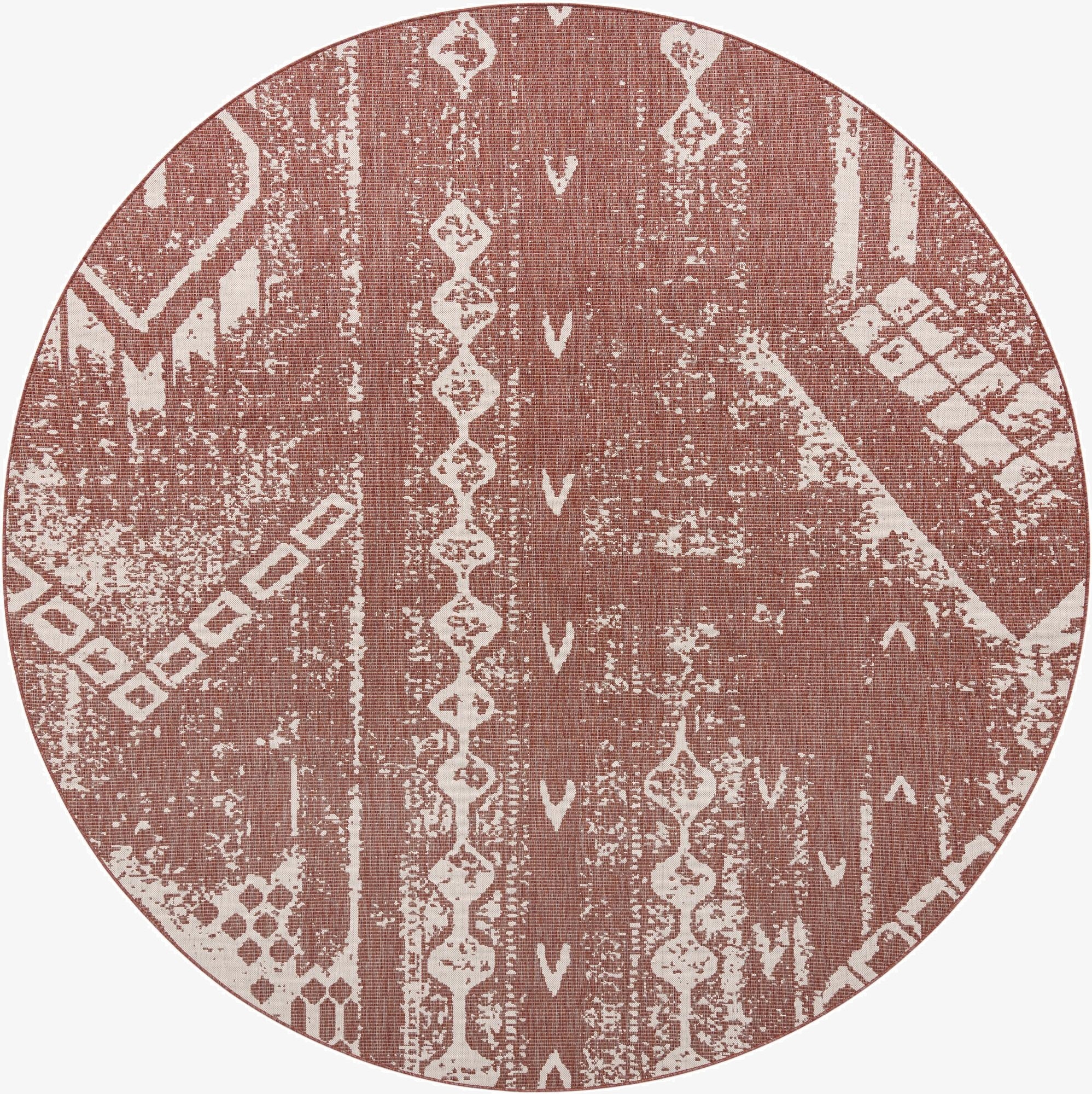 10' 8 x 10' 8  Washable Bohemian Indoor / Outdoor Round Rug