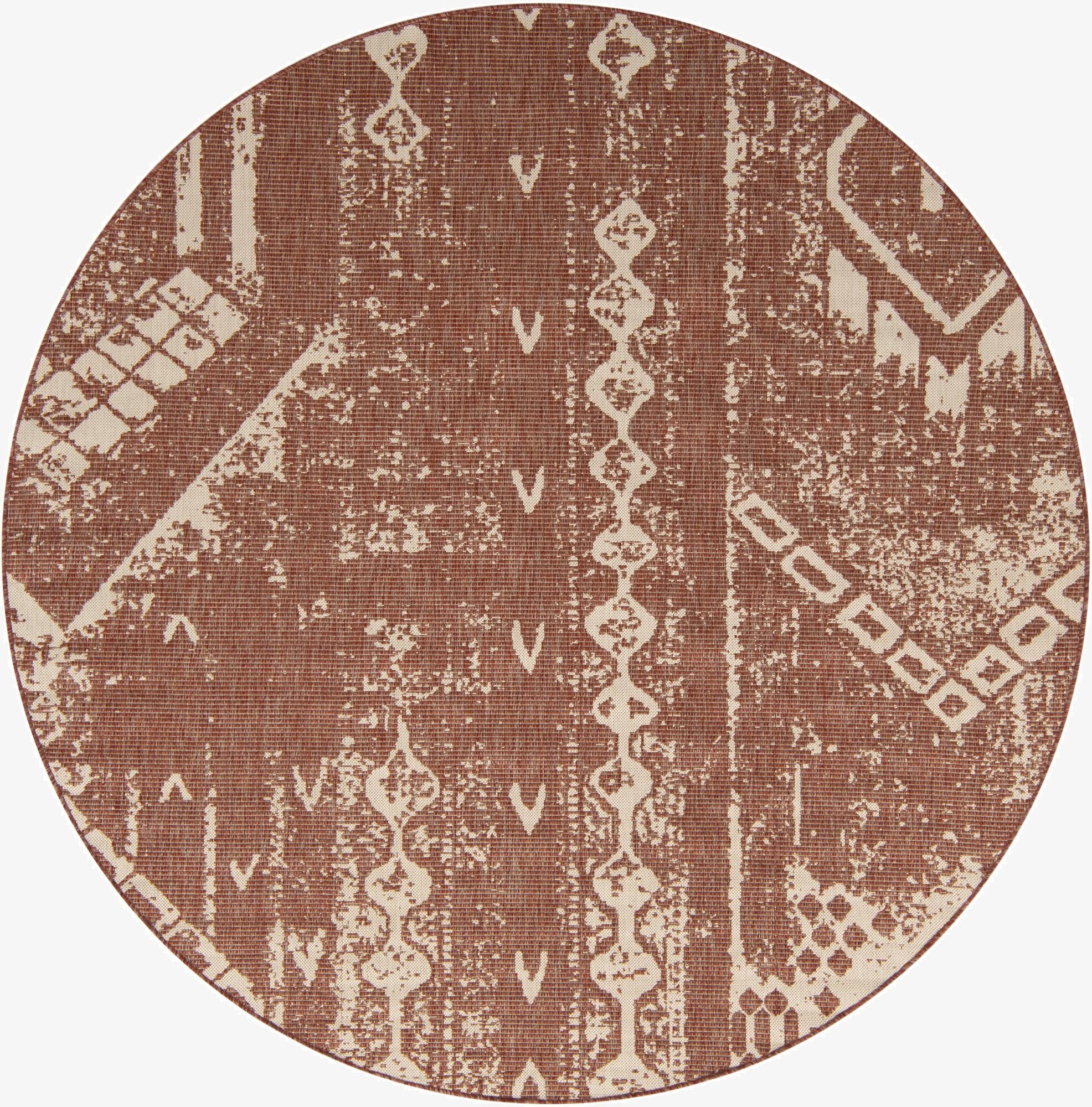 7' 10 x 7' 10  Washable Bohemian Indoor / Outdoor Round Rug