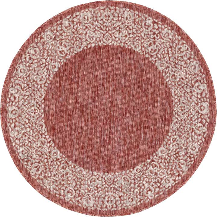 4' x 4' Easy-Clean Border Indoor / Outdoor Round Rug
