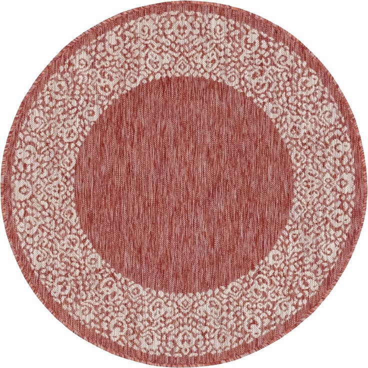 Detail image of 4' x 4' Easy-Clean Border Indoor / Outdoor Round Rug