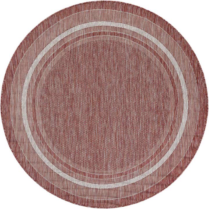 6' 1 x 6' 1 Easy-Clean Border Indoor / Outdoor Round Rug