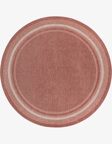 Rust Red Easy-Clean Border Indoor / Outdoor Round Rug