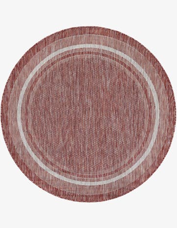 Rust Red Easy-Clean Border Indoor / Outdoor Round Rug