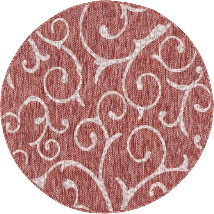 Detail image of 4' x 4' Easy-Clean Botanical Indoor / Outdoor Round Rug