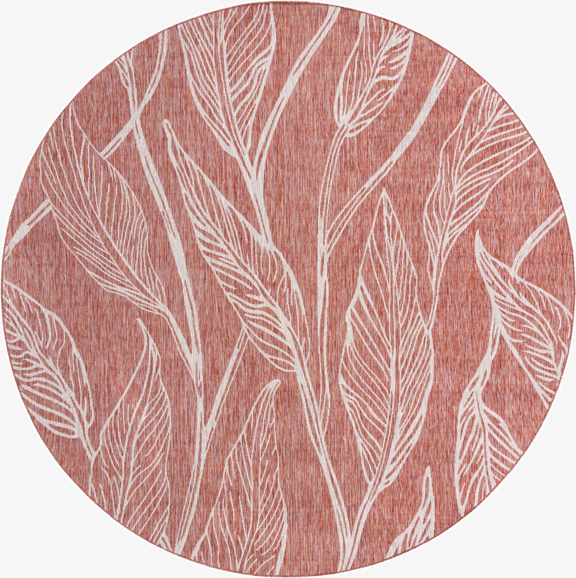 10' 8 x 10' 8  Washable Botanical Indoor / Outdoor Round Rug