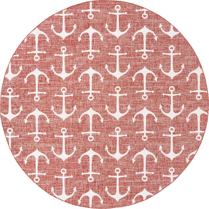 Detail image of 10' x 10' Easy-Clean Coastal Indoor / Outdoor Round Rug
