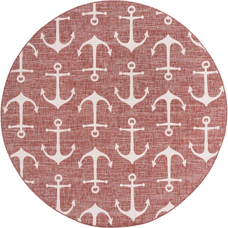 Detail image of 7' 10 x 7' 10 Easy-Clean Coastal Indoor / Outdoor Round Rug
