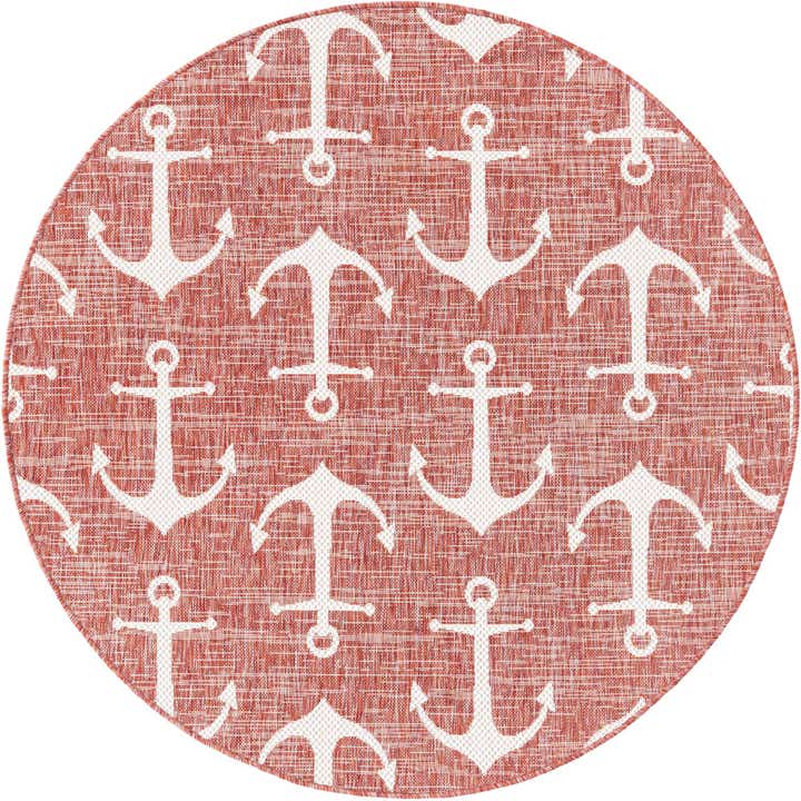 5' 3 x 5' 3 Easy-Clean Coastal Indoor / Outdoor Round Rug