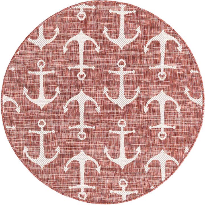 4' x 4' Easy-Clean Coastal Indoor / Outdoor Round Rug
