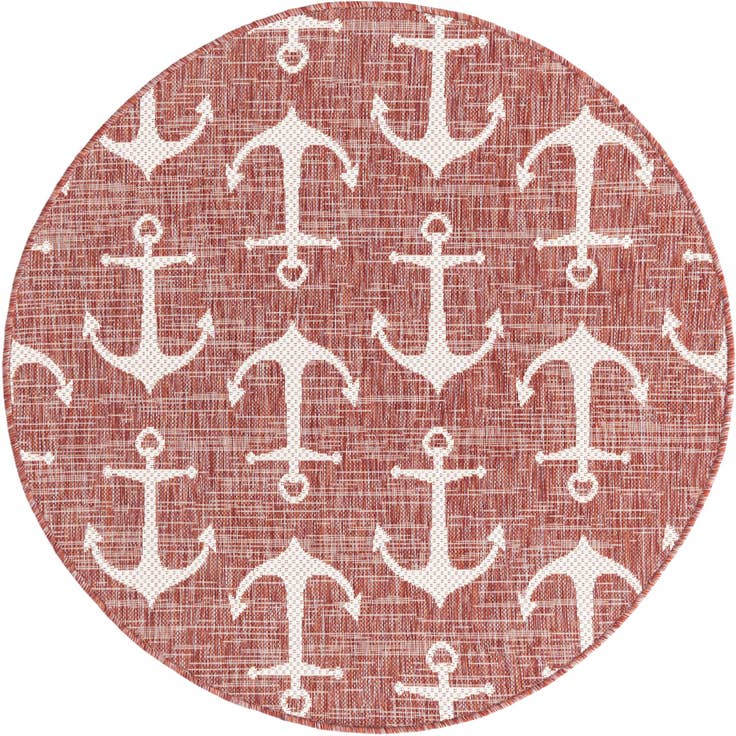 Detail image of 4' x 4' Easy-Clean Coastal Indoor / Outdoor Round Rug