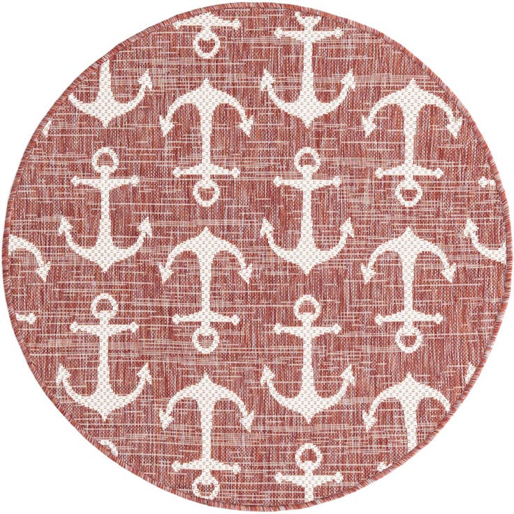 Detail image of 3' x 3' Easy-Clean Coastal Indoor / Outdoor Round Rug