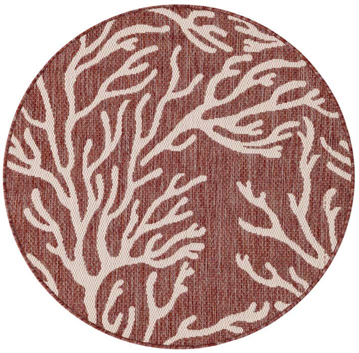 3' x 3' Easy-Clean Coastal Indoor / Outdoor Round Rug