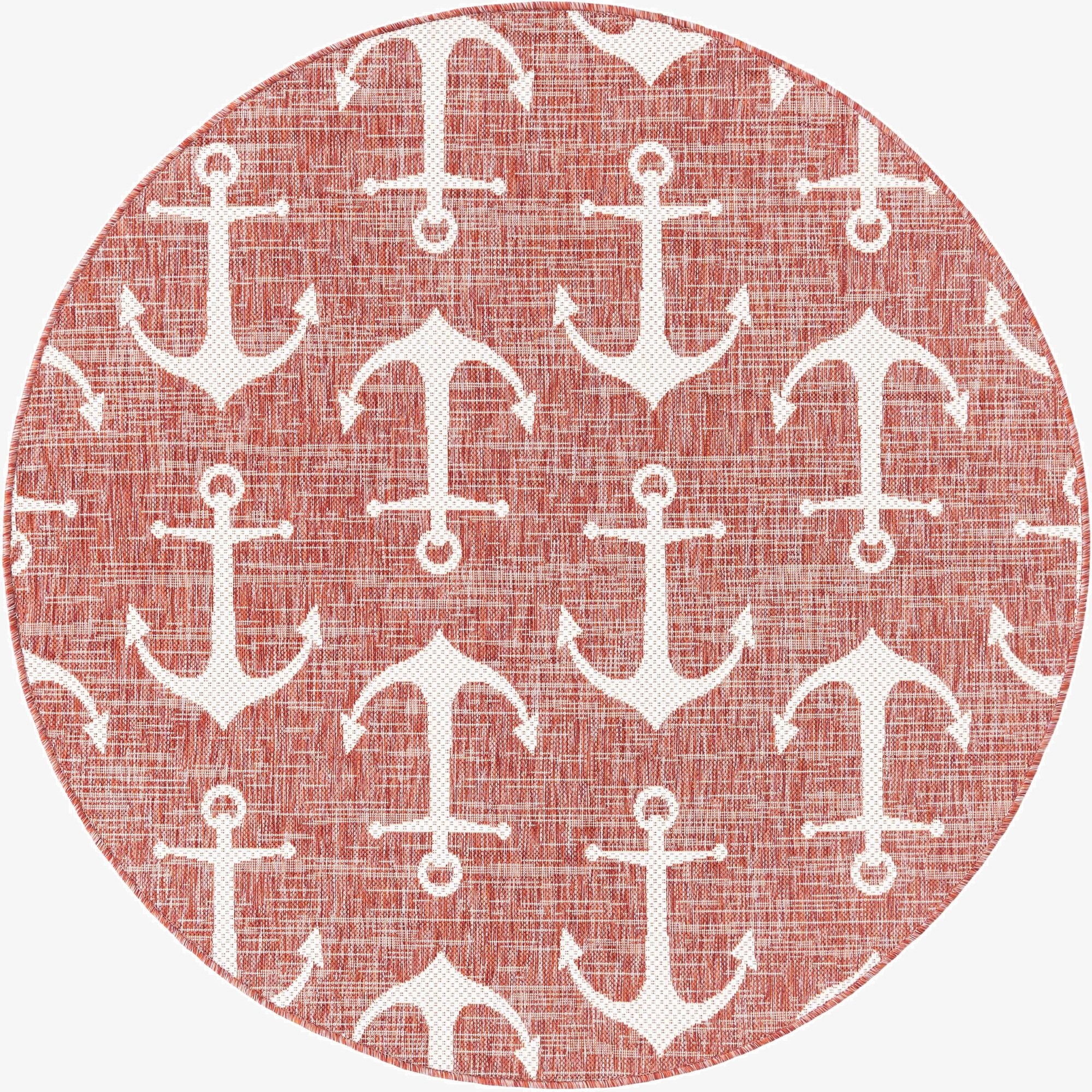 5' 3 x 5' 3  Washable Coastal Indoor / Outdoor Round Rug