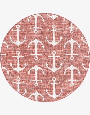 5' 3 x 5' 3 Easy-Clean Coastal Indoor / Outdoor Round Rug