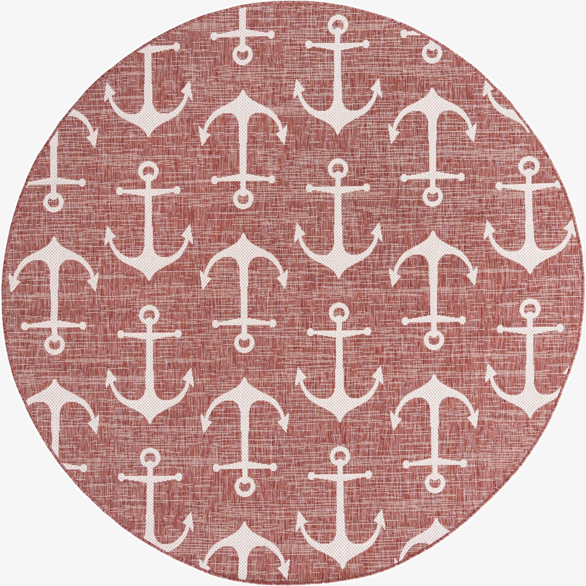 7' 10 x 7' 10  Washable Coastal Indoor / Outdoor Round Rug