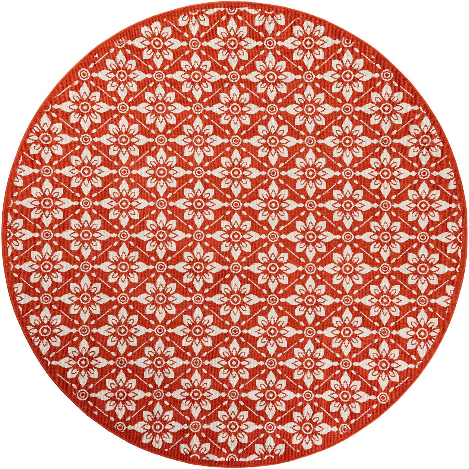 7' 10 x 7' 10 Easy-Clean Lattice Indoor / Outdoor Round Rug