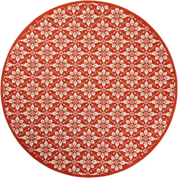7' 10 x 7' 10 Easy-Clean Lattice Indoor / Outdoor Round Rug