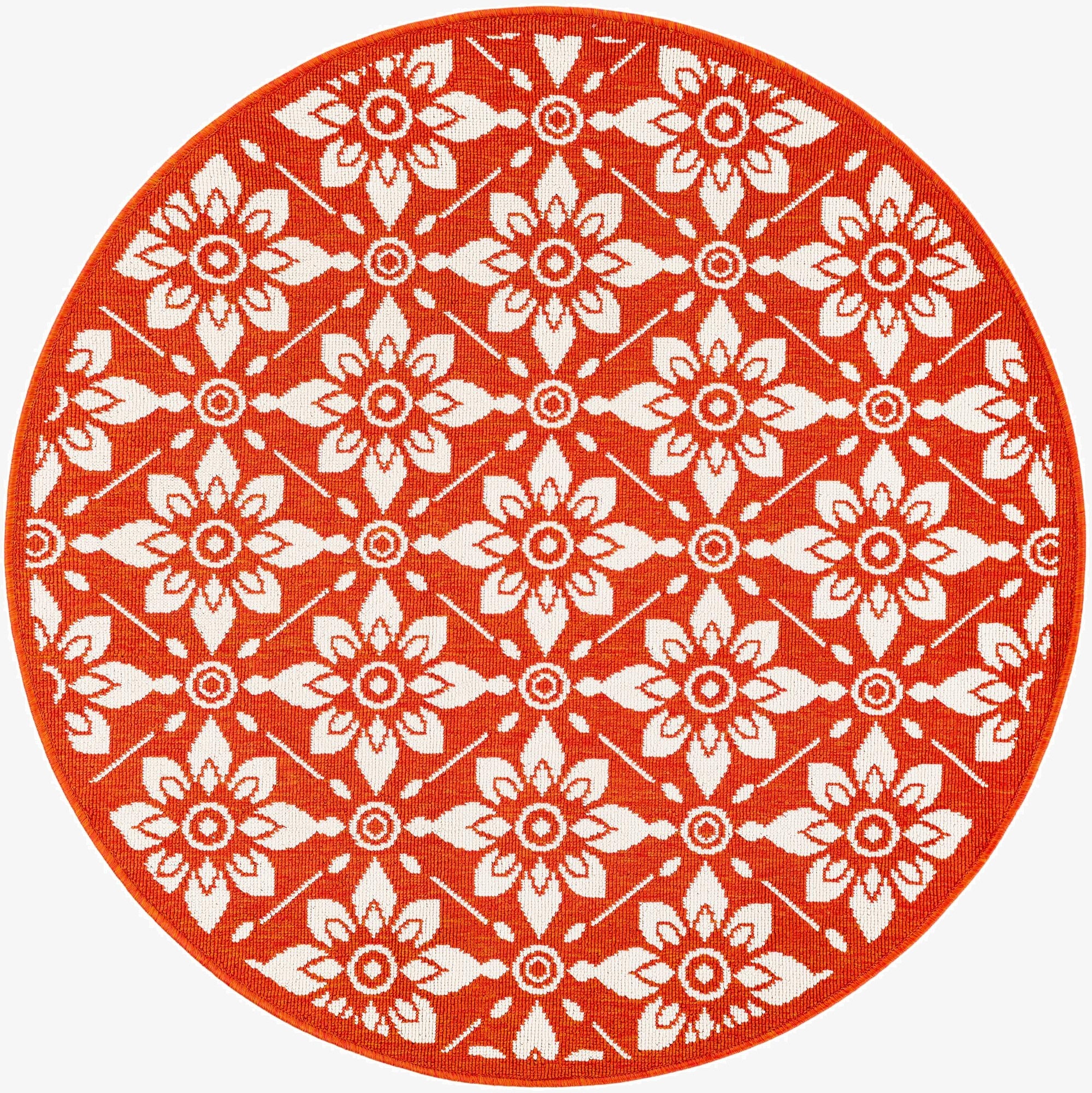 4' x 4' Washable Lattice Indoor / Outdoor Round Rug